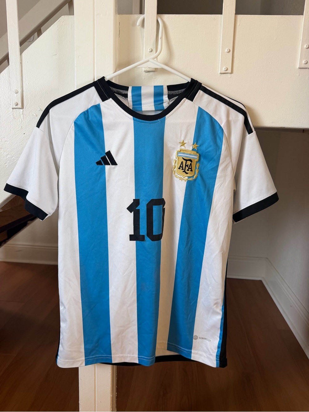 adidas Kids Soccer Jersey in Blue & White with Number 10